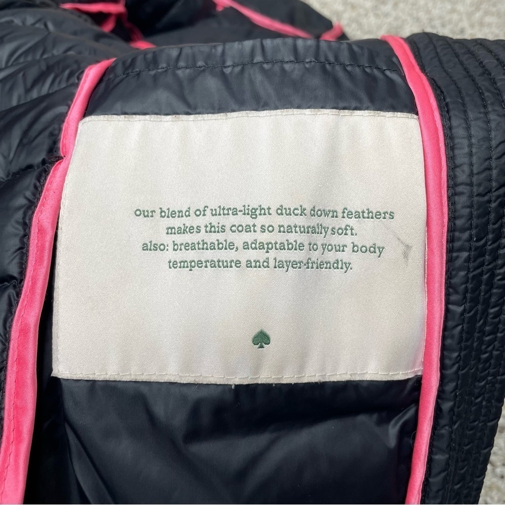 Kate Spade Packable Puffer Jacket Duck Down Feathers Black Pink Extra Small XS - Picture 9 of 13